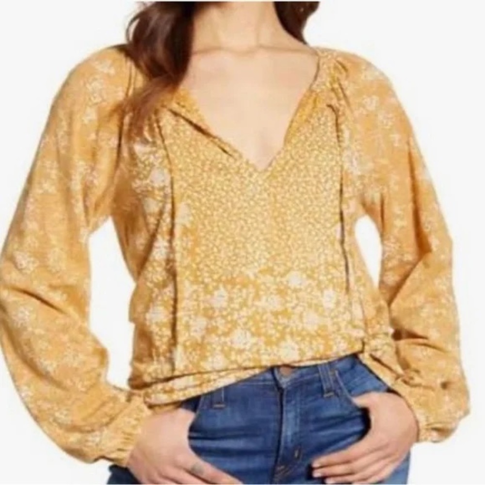 Lucky Brand Mustard Floral Blouse